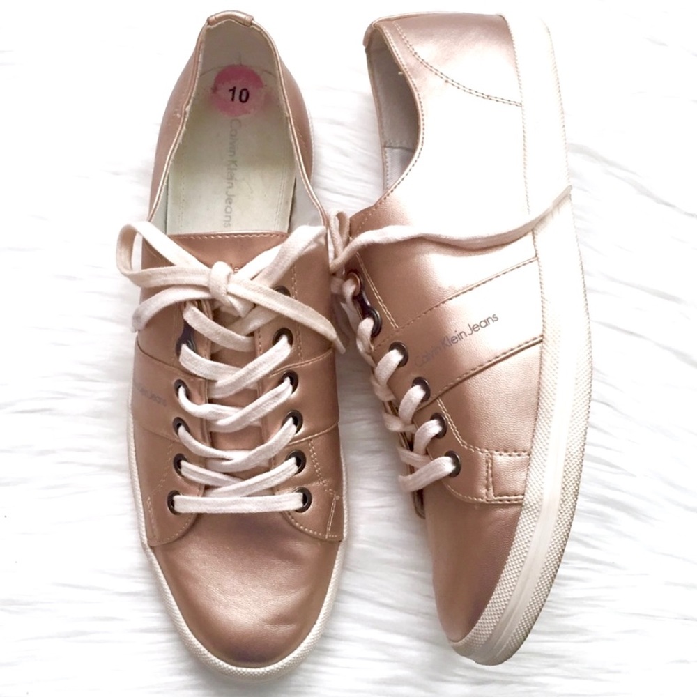 Calvin Klein Jeans Metallic Rose Gold Sneakers 10